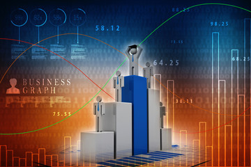 Fototapeta premium 3d rendering Stock market online business concept. business Graph successful with grauate business man