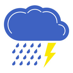 Weather icon. Meteorology symbol rain. Storm sign. Isolated icon bad weather. Design element. Symbol of gale. Template for weather forecast, card, etc. Vector illustration.