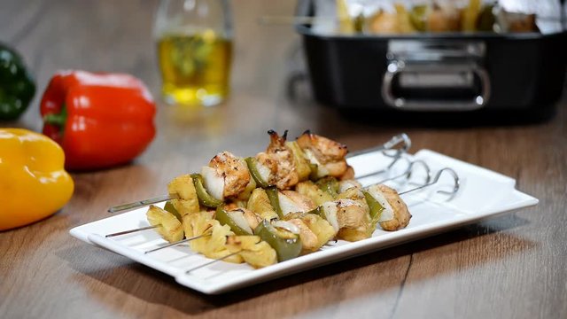 Appetizer chicken kebab with vegetables