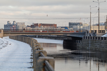 Fototapeta na wymiar Atamanskiy bridge, Sankt Peterburg, Russia