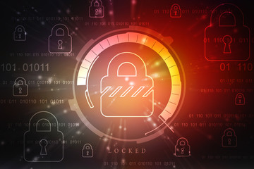 Obraz premium 2d illustration Safety concept: Closed Padlock on digital background