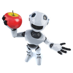 Vector 3d Funny cartoon mechanical robot character standing in front of a blackboard