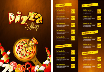Pizza food menu for restaurant and cafe. - obrazy, fototapety, plakaty