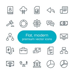 Modern Simple Set of business, charts, mobile, email Vector outline Icons. Contains such Icons as  pie,  money, diagram,  presentation, card and more on white background. Fully Editable. Pixel Perfect