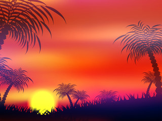 Fototapeta na wymiar View of a landscape in sunset.