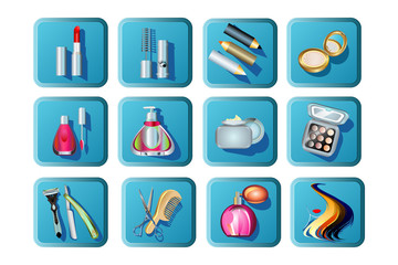 Beauty salon barbershop vector icon set