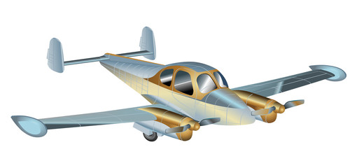 Propeller Airplane private realistic vector illustration isolated on white background