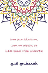Eid mubarak greeting card with mandala
