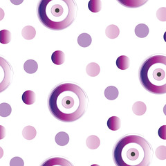 seamless pattern with purple evil eye vector and polka dots
