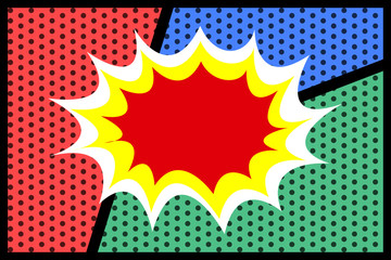 Pop art empty speech bubble on colorful background. illustration, vintage design, pop art style.