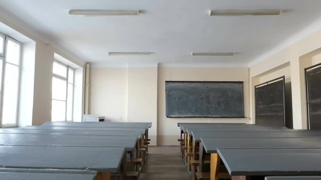 Empty college classroom, University lecture Hall.

