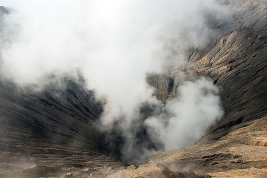 Bromo volcano crater in Indonesia, Java island