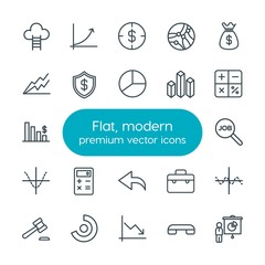 Modern Simple Set of business, charts, mobile, email Vector outline Icons. Contains such Icons as portfolio, technology,  employment,  law and more on white background. Fully Editable. Pixel Perfect