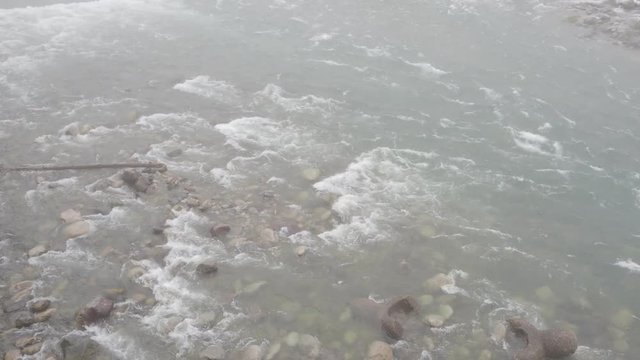 Shogawa river near Shirakawa-go village in rainy day
