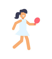 Girl Playing Table Tennis Vector Illustration