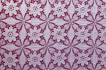 Handmade lace. Crochet background .