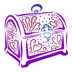 Colorful locked chest or treasure box