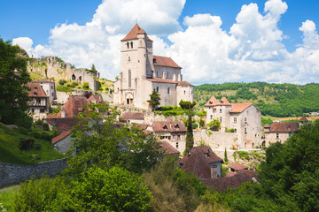Village of Saint-Cirq-Lapopie in Lot department in France. 