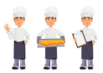 Handsome baker in professional uniform