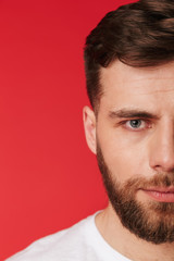 Obraz premium Cropped photo of handsome young man