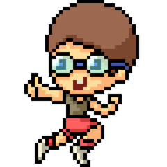 vector pixel art jogging kid