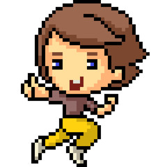 Obraz premium vector pixel art jogging kid