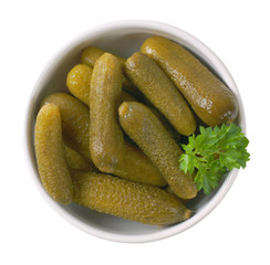 bowl of pickled cucumbers