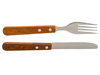 Steak knife, with wooden handle.(clipping path)