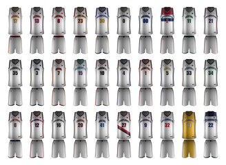 Fototapeta premium Basketball Home Uniforms of American Cities