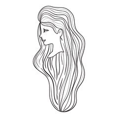 beautiful woman with long hair vector illustration design