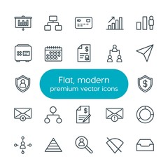 Modern Simple Set of business, charts, mobile, email Vector outline Icons. Contains such Icons as  financial,  paper,  business, internet and more on white background. Fully Editable. Pixel Perfect