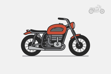 red vintage motorcycle. isolated on gray background
