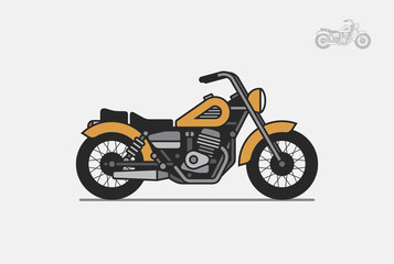 yellow vintage motorcycle. isolated on gray background