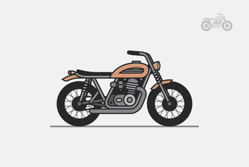 brown vintage motorcycle. isolated on gray background