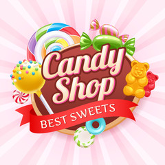 Candies and sweets colorful background.