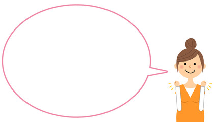 ガッツポーズをする妊婦　ふきだし