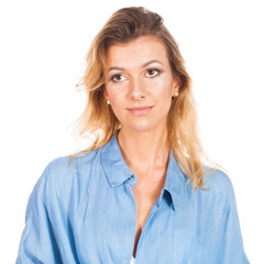 Real people without retouching. Portrait of a young blonde woman