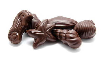 Assortment of chocolate candies sweets isolated