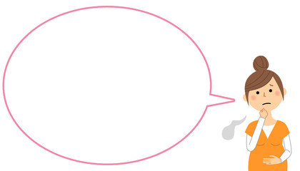 ため息をつく妊婦　ふきだし