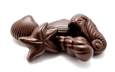 Assortment of chocolate candies sweets isolated