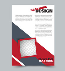 Flyer template. Abstract brochure background. Business corporate style concept. Vector illustration. Red and grey color.