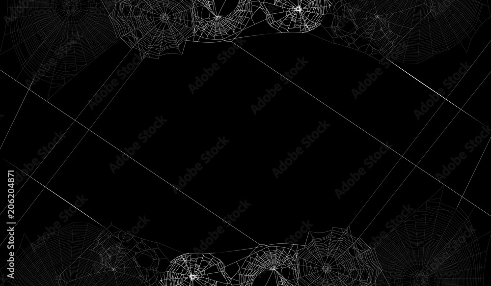 Canvas Prints frame from white spider webs group on black