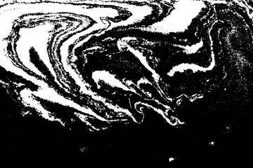Black and white liquid texture. Hand drawn marbling illustration. Abstract vector background. Monochrome marble pattern.