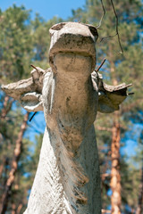 Concrete installation of elk in abandoned soviet pioneer camp 