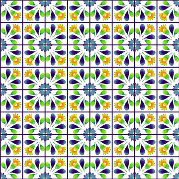 Watercolor seamless pattern with tiles