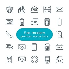 Modern Simple Set of business, charts, mobile, email Vector outline Icons. Contains such Icons as  presentation, business,  mail,  no,  sim and more on white background. Fully Editable. Pixel Perfect