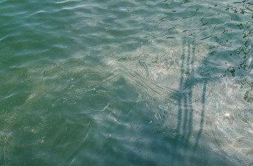 Oil pollution of the sea surface.