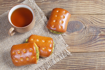 Tea and buns with a filling