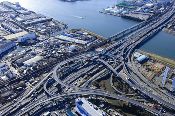 高速道路ジャンクション／Aerial view