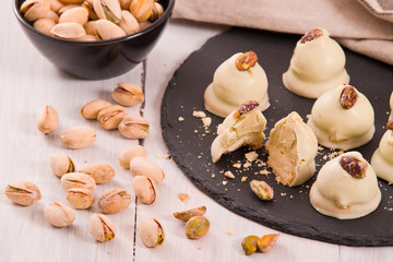 Pistachio truffles. 